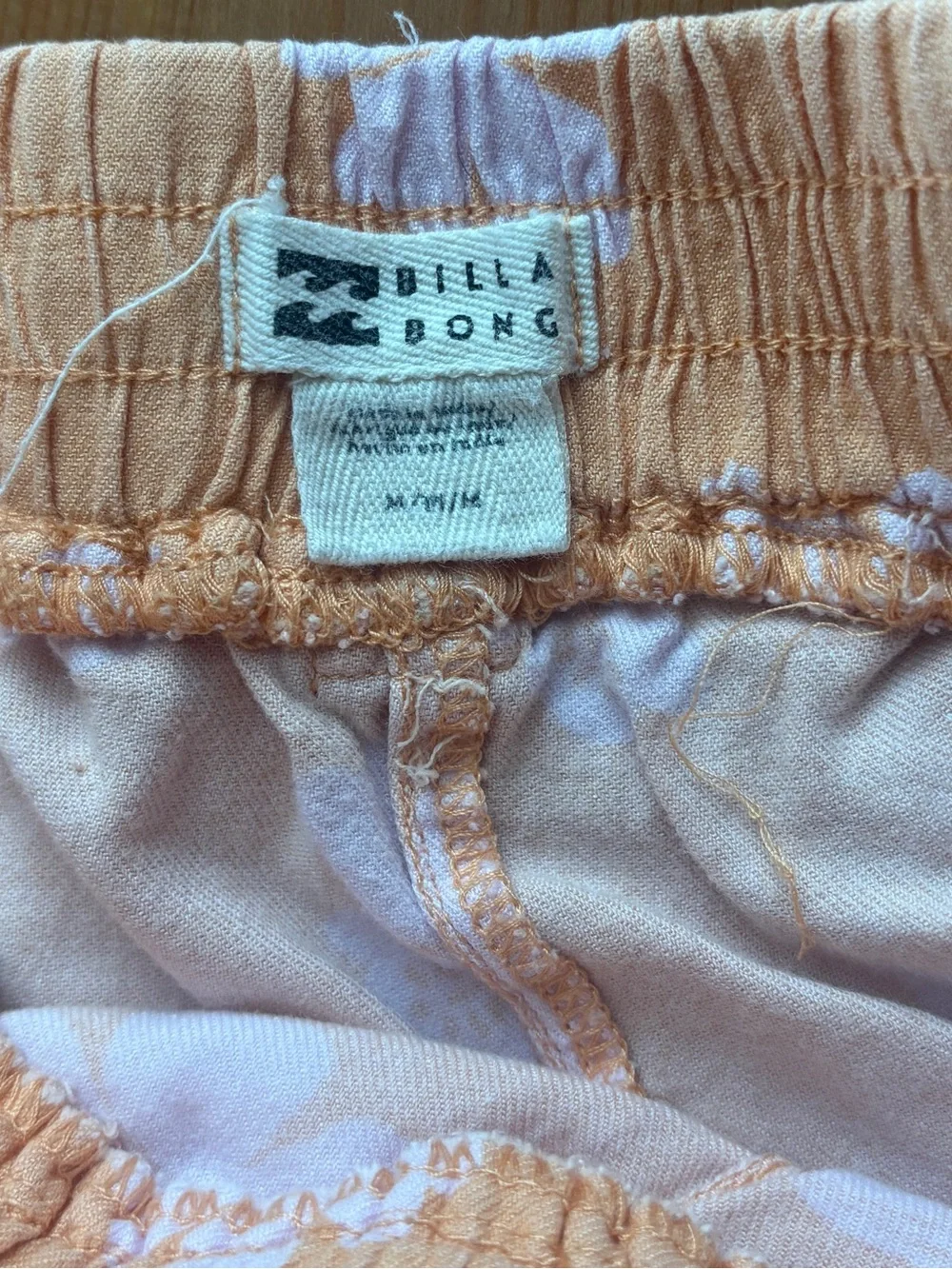 Girls Billabong Peach and White Floral Drawstring Shorts